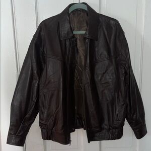 Oversized Brown Leather Jacket